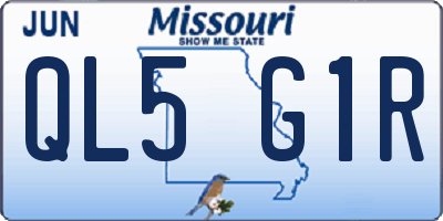 MO license plate QL5G1R