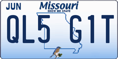 MO license plate QL5G1T