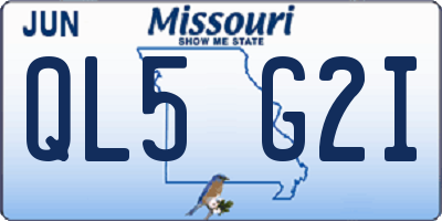 MO license plate QL5G2I