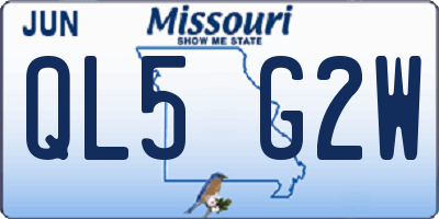 MO license plate QL5G2W
