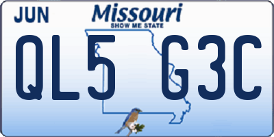 MO license plate QL5G3C