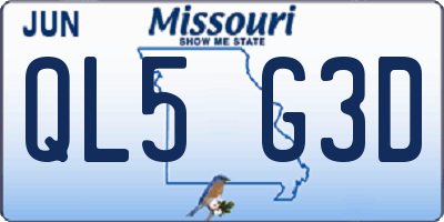 MO license plate QL5G3D