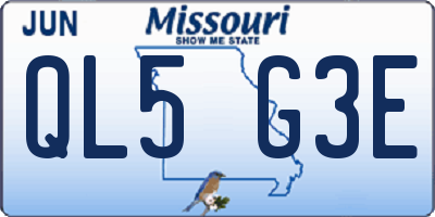 MO license plate QL5G3E