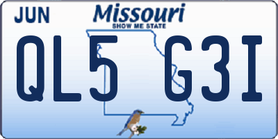 MO license plate QL5G3I