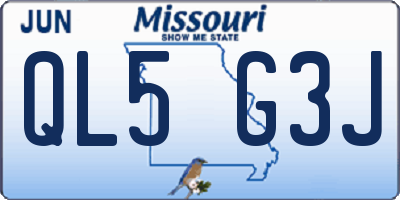 MO license plate QL5G3J