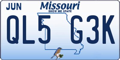 MO license plate QL5G3K