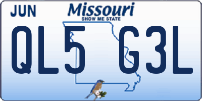 MO license plate QL5G3L