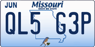 MO license plate QL5G3P