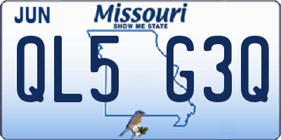 MO license plate QL5G3Q