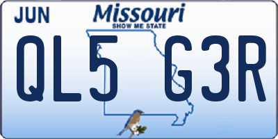 MO license plate QL5G3R