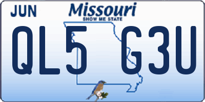 MO license plate QL5G3U