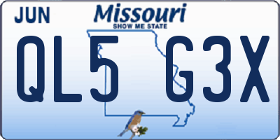 MO license plate QL5G3X