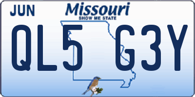 MO license plate QL5G3Y