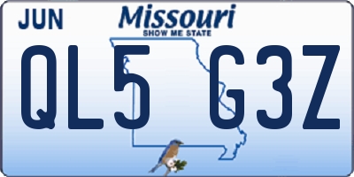 MO license plate QL5G3Z