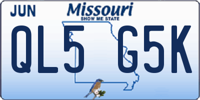 MO license plate QL5G5K