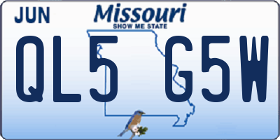 MO license plate QL5G5W