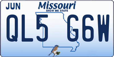 MO license plate QL5G6W