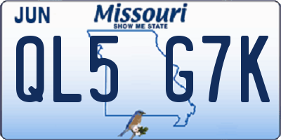 MO license plate QL5G7K