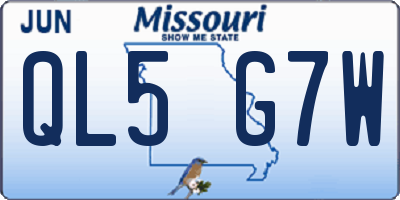 MO license plate QL5G7W