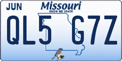MO license plate QL5G7Z