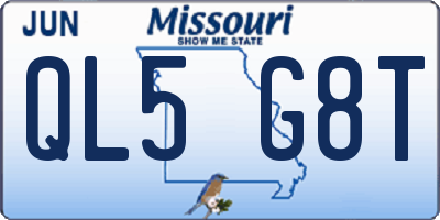 MO license plate QL5G8T