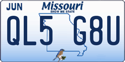 MO license plate QL5G8U