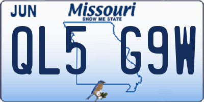 MO license plate QL5G9W