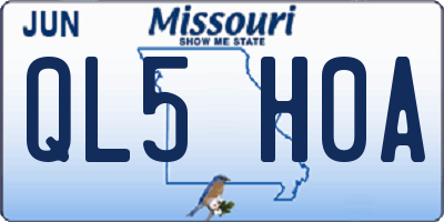 MO license plate QL5H0A