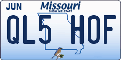 MO license plate QL5H0F