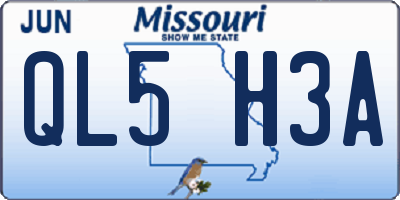 MO license plate QL5H3A