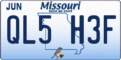MO license plate QL5H3F