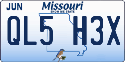 MO license plate QL5H3X