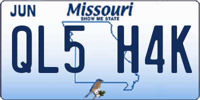 MO license plate QL5H4K