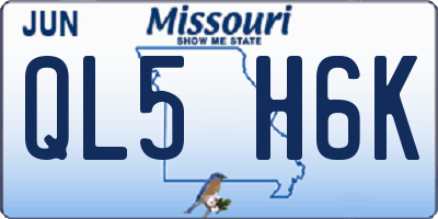 MO license plate QL5H6K