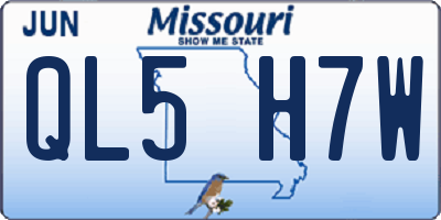 MO license plate QL5H7W
