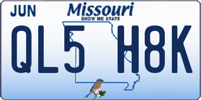 MO license plate QL5H8K