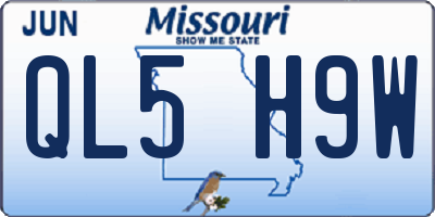MO license plate QL5H9W