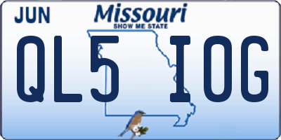 MO license plate QL5I0G