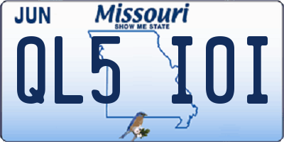 MO license plate QL5I0I