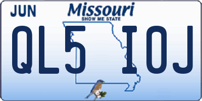 MO license plate QL5I0J