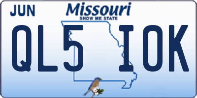 MO license plate QL5I0K