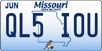 MO license plate QL5I0U