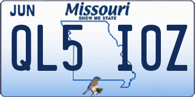 MO license plate QL5I0Z