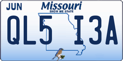 MO license plate QL5I3A