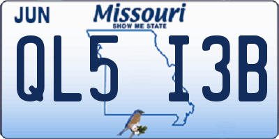 MO license plate QL5I3B