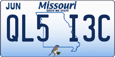 MO license plate QL5I3C