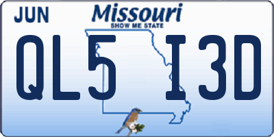 MO license plate QL5I3D