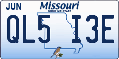 MO license plate QL5I3E