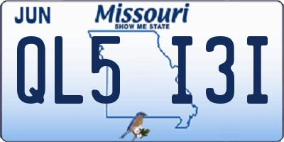 MO license plate QL5I3I