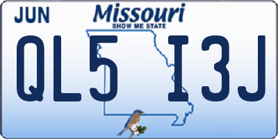 MO license plate QL5I3J